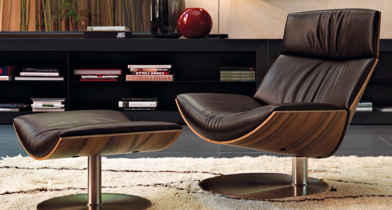 Coloured Walnut Swivel Armchair by Kara Aston